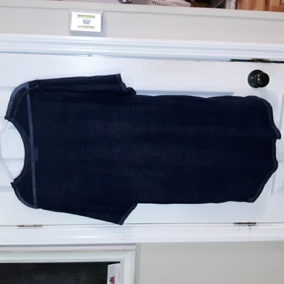 Pacsun Scalloped Longer Fit Crew Neck See Thru Soft Lightweight Knit Tee-Navy - Picture 4 of 6